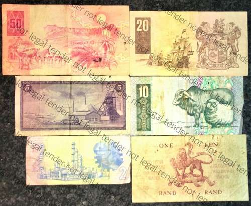 SET OF VARIOUS GOVERNORS & DECIMALS R50 TO R1  ( 1 BID TAKES ALL)