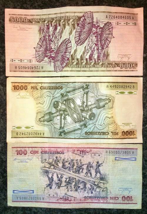 BRASIL SET  5000 CRUZEIROS, 1000 CRUZEIROS & 100 CRUZEIROS  ND (1 BID TAKES ALL))