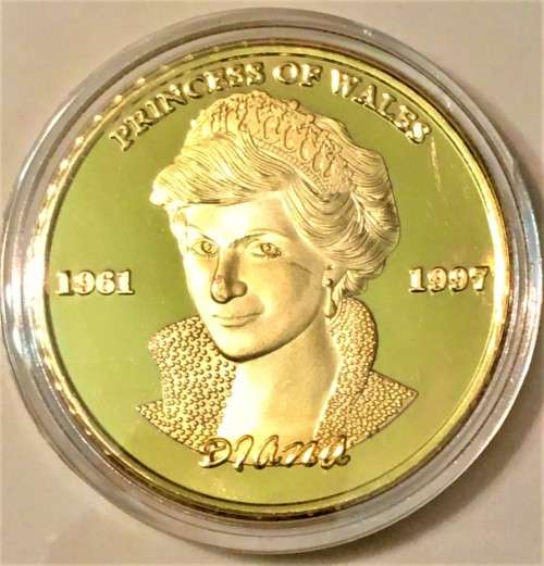 PRINCESS OF WHALES DIANA THE LAST ROSE OF ENGLAND 1961/97 --GOLD PLATED/CLAD WITH PROTECTIVE CAPSULE