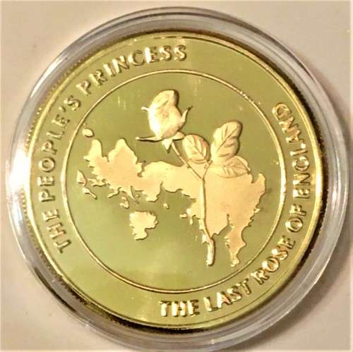 PRINCESS OF WHALES DIANA THE LAST ROSE OF ENGLAND 1961/97 --GOLD PLATED/CLAD WITH PROTECTIVE CAPSULE