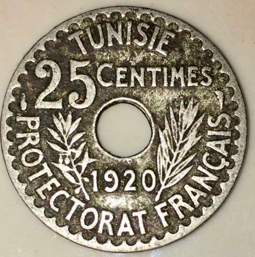 TUNISIA 25 CENTIMES 1920