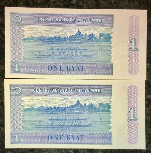 MYANMAR SET IN SEQUENCE 1 KYATS 1994 CRISP UNC (1 BID TAKES ALL)