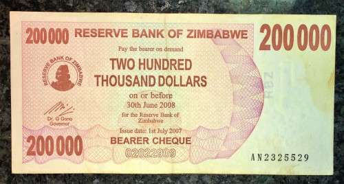 ZIMBABWE $200,000 --2007--