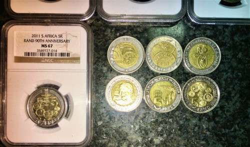COMPLETE SET OF COMMEMORATIVE R5 COINS 1994 TO 2021 FOUR GRADED COINS