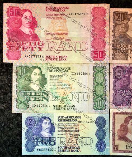REPLACEMENT NOTES COMPLETE SET OF CL STALS &  DECIMALS R50 TO R1 1990 FIRST ISSUE  [1 BID TAKES ALL]