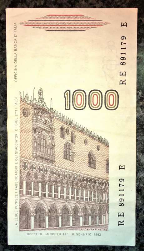 ITALY 1000 LIRE 1982