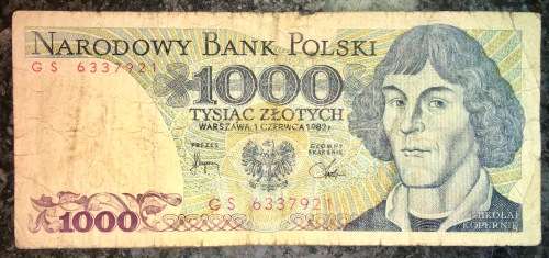 POLAND 1000 ZLOTYCH 1982