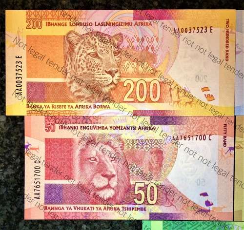 COMPLETE SET OF GILL MARCUS ALL AA R200 TO R10 SECOND ISSUE 2012 UNC+ (MANDELA WTM) 1 BID TAKES ALL
