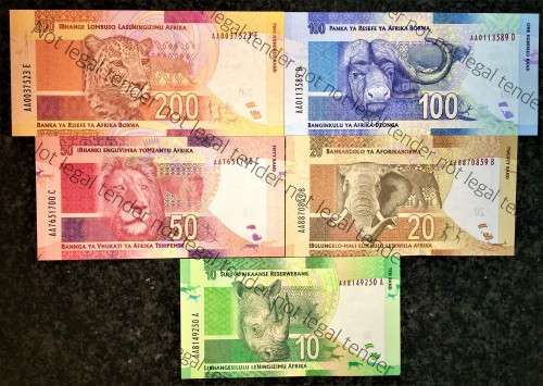 COMPLETE SET OF GILL MARCUS ALL AA R200 TO R10 SECOND ISSUE 2012 UNC+ (MANDELA WTM) 1 BID TAKES ALL