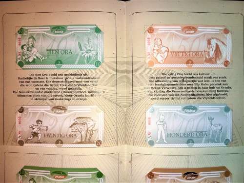COMPLETE SET OF ORANIA  ORA-(A & B SET -0056)100 ORA TO 10 ORA UNC 1ST ISSUE 2004 IN ORIGINAL FOLDER