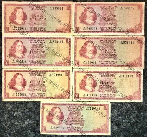 TW DE JONGH R1 X 7   2ND & 3RD ISSUE1973-75 B SERIES ( BID PER NOTE)