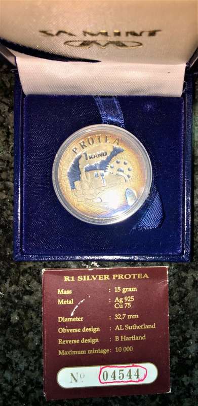SOUTH AFRICA SILVER R1 MINTAGE 4544  ABOVE OFFICIAL MINTAGE OF 4491 RIALWAYS CENTENNIAL--1995-