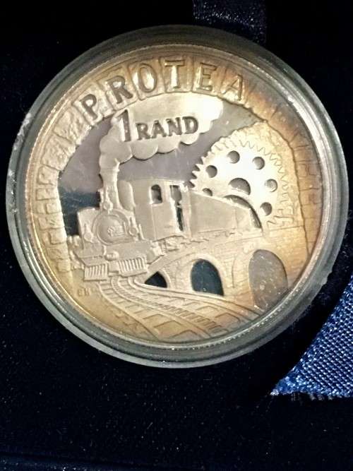 SOUTH AFRICA SILVER R1 MINTAGE 4544  ABOVE OFFICIAL MINTAGE OF 4491 RIALWAYS CENTENNIAL--1995-