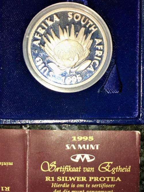 SOUTH AFRICA SILVER R1 MINTAGE 4544  ABOVE OFFICIAL MINTAGE OF 4491 RIALWAYS CENTENNIAL--1995-