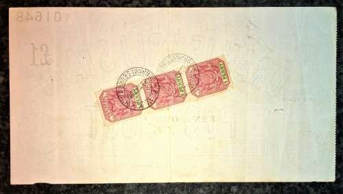 Z.A.R ORANJE VRIJ STAAT POST NOOT WTM 1 POUND STAMP HARRISMITH 1898 & JHB 1899--BACK JHB