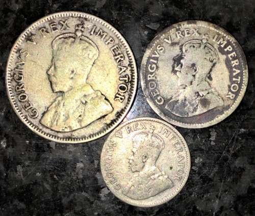 S A UNION SILVER SET 1 SHILLING, 6D SIXPENCE & 3D TICKEY 1927 --80%SILVER (1 BID TAKES ALL)