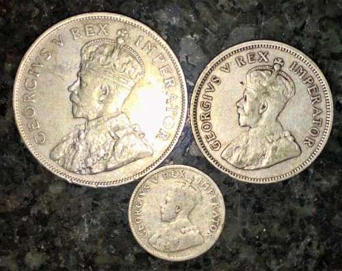 S A UNION SILVER SET 2 SHILLINGS , 1 SHILLING  & 3D THREEPENCE 1932  SILVER 80% (1 BID TAKES ALL)