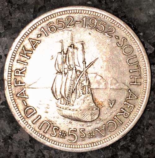 S A UNION 5 SHILLINGS 1952 SILVER CROWN