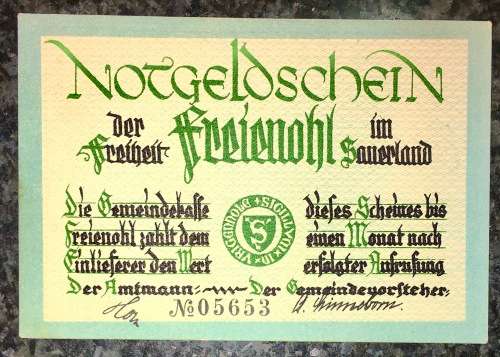 GERMANY 10 PFENNIG FREIENOHL 1920s ND UNC NOTGELD (EMERGENCY MONEY)