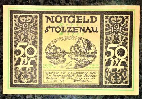 GERMANY 50 PFENNIG STOLZENAU AUNC 1921 NOTGELD (EMERGENCY MONEY)