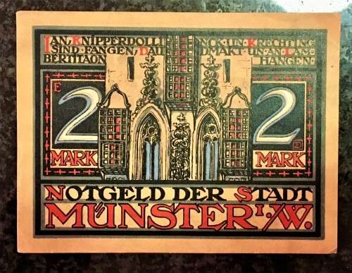GERMANY 5 MARK MUNSTER BATIMENT 1921 UNC NOTGELD(EMERGENCY MONEY)