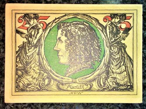 GERMANY 25 PFENNIG ARNSTADT 1921 AUNC  NOTGELD (EMERGENCY MONEY)