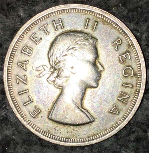 S A UNION SILVER 5 SHILLINGS 1957 CROWN SILVER