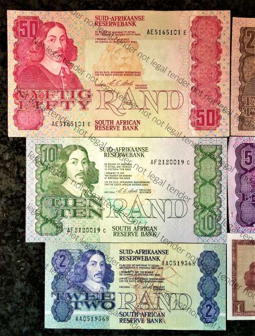 COMPLETE SET OF CL STALS & DECIMALS R50 TO R2 AA (UNC-EF) 1ST ISSUE 1990 [R1 DE JONGH 1975]