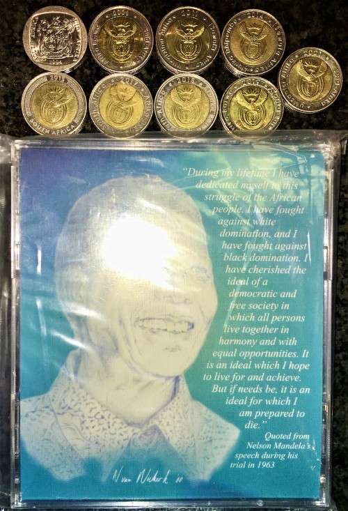 COMP SET OF COMMEMORATIVE R5-1994 TO 2021 SEALED MANDELA 2000 PROOF LIKE IN COVER