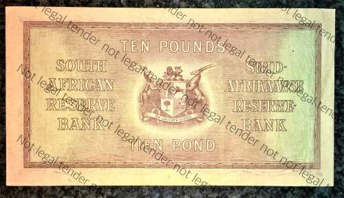 J.POSTMUS 10 POUND 1943 APRIL 19TH  ENG/AFR,,,F2--931431 FIRST ISSUE VAN RIEBEECK WTM