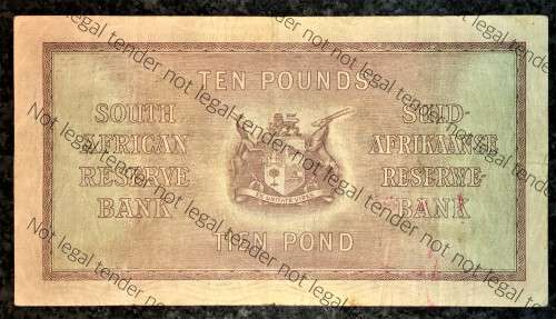J.POSTMUS 10 POUND 1943 APRIL 19TH  ENG/AFR,,,F2--376125 FIRST ISSUE VAN RIEBEECK WTM