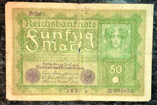 GERMANY 50 MARK REIHE 1-- 1919