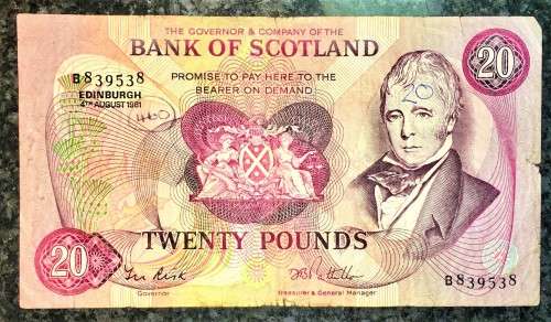 SCOTLAND 20 POUNDS ROYAL BANK 4TH AUGUST 1981