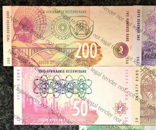 COMPLETE SET OF TT MBOWENI R200 TO R10 FIRST ISSUE 1999/2004 UNC-AUNC (ANIMALS WTM) 1 BID TAKES ALL