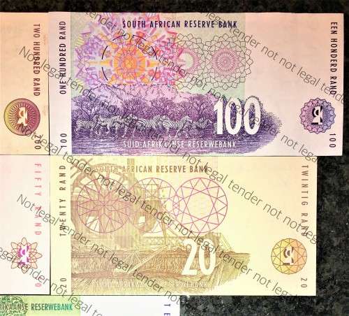 COMPLETE SET OF TT MBOWENI R200 TO R10 FIRST ISSUE 1999/2004 UNC-AUNC (ANIMALS WTM) 1 BID TAKES ALL