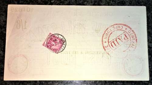 ORANJE VRIJ STAAT POST NOOT WTM 1 SHILLING & ZES PENCE STAMPED FAURESMITH & GRAAFREINET - 1898