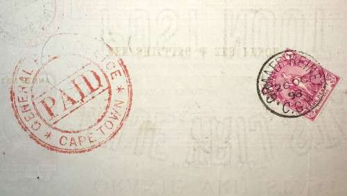 ORANJE VRIJ STAAT POST NOOT WTM 1 SHILLING & ZES PENCE STAMPED FAURESMITH & GRAAFREINET - 1898
