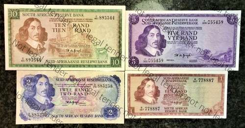 COMPLETE SET OF TW DE JONGH & DECIMALS UNC-AUNC R10 TO R1 -- 1967-1975( 1 BID TAKES ALL)