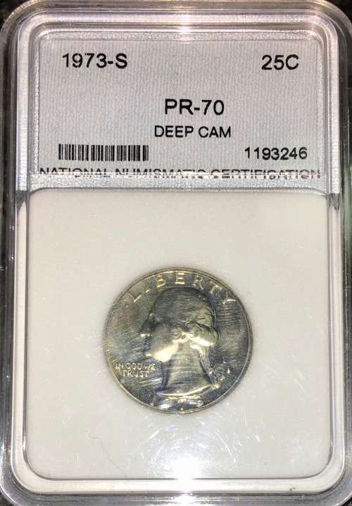 USA QUARTER 25 CENT 1973-S GRADED PR70 DEEP CAM  NNC