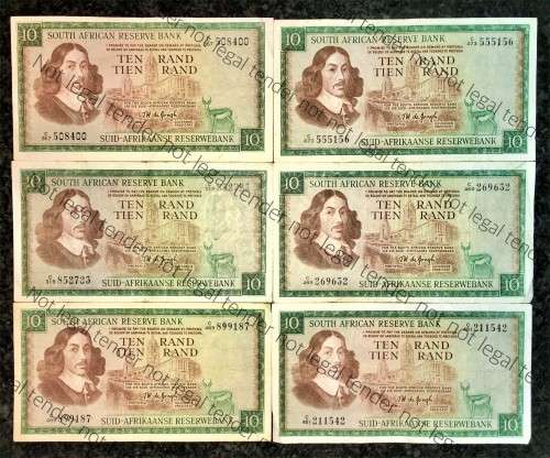 TW DE JONGH R10 THIRD ISSUE 1975 ENG/AFR - VAN RIEBEECK WTM(BID PER NOTE)6 AVALIABLE