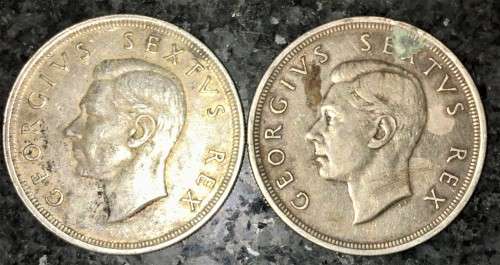 S A UNION SILVER 5 SHILLINGS 1948 & 1949 CROWN SILVER 80%(1 BID TAKES ALL)