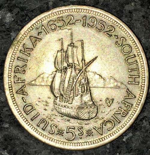 S A UNION SILVER 5 SHILLINGS 1952 SILVER CROWN