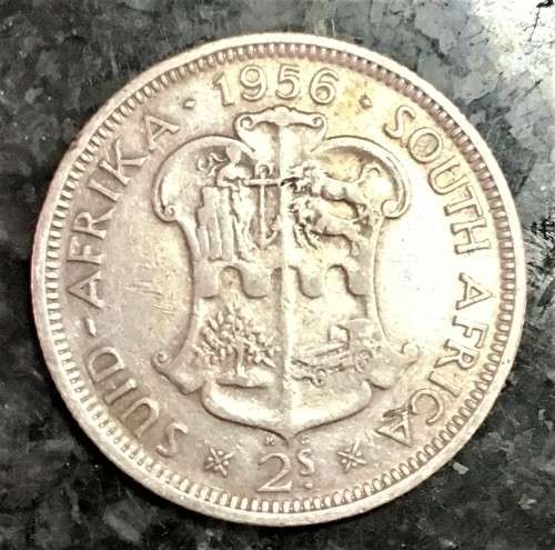 S A UNION SILVER  2 SHILLING 1956 SILVER