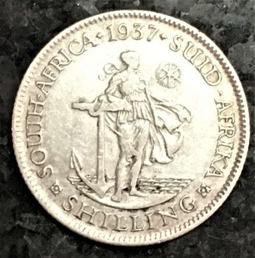 S A UNION SILVER 1 SHILLING 1937 SILVER 80%