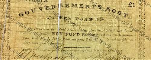 Z.A.R PIETERSBURG 1 POUND GOVERNMENT NOOT 01-04-1901 (WTM IS S.A SUPPLY TYPEWRITER CO) Z.A.REPUBLIEK