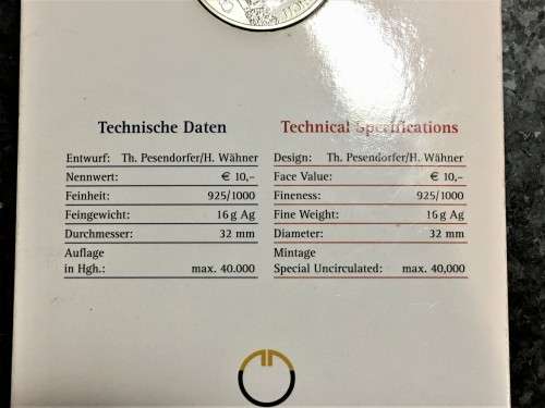 AUSTRIA SILVER 10 EURO 2004 SPECIAL UNC MINTAGE ONLY 40,000 SILVER ,925 IN LOVELY INFO FOLDER