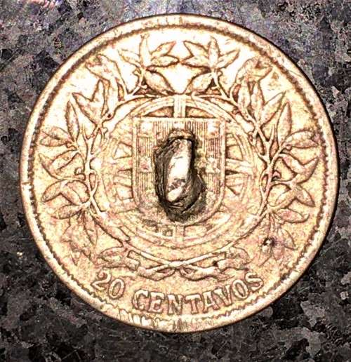 PORTUGAL 20 CENTAVOS 1913 -- SILVER .835