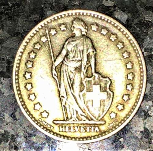 SWITZERLAND HELVETIA 1 FRANC 1956 SILVER .835 GOOD CONDITION