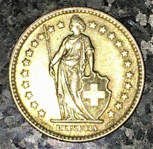 SWITZERLAND HELVETIA 2 FRANC 1959 SILVER .835 GOOD CONDITION
