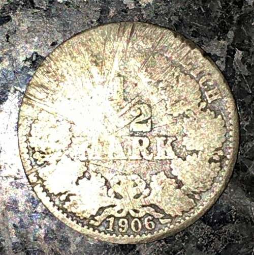 GERMANY 1/2 MARK 1906 -- SILVER .900
